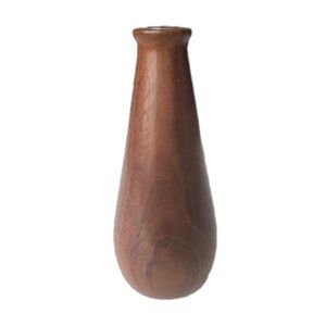 Nelson Woodworks walnut tear drop shaped bud vase. 1997. Wood grain. 5.5” tall